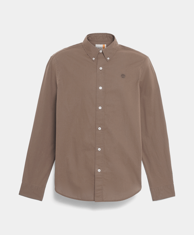 Camisa De Popelina Regular Fit Para Hombre, Café