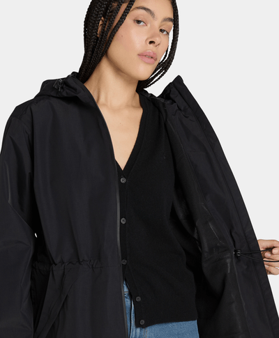Chamarra Parka Relaxed Fit Impermeable Waterproof Para Mujer, Negro