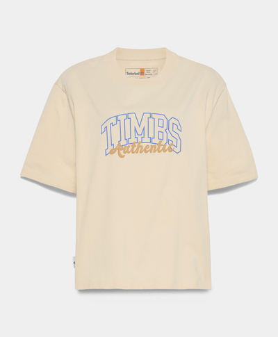 Playera Relaxed Fit Con Grafico Para Mujer, Beige