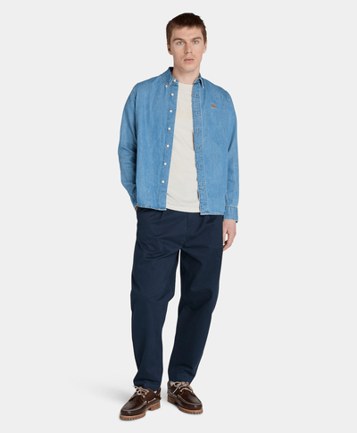 Camisa Denim Regular Fit Para Hombre, Azul