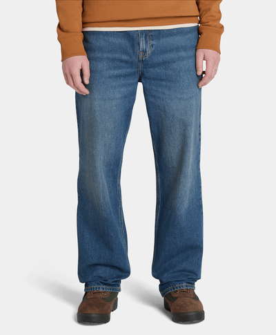 Pantalón Denim Loose Fit Con Logo Bordado Para Hombre, Azul