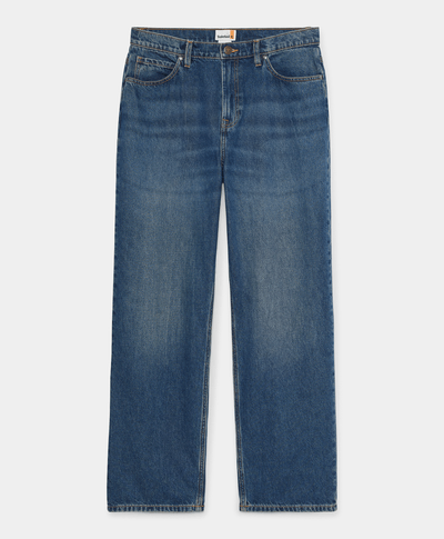 Pantalón Denim Loose Fit Con Logo Bordado Para Hombre, Azul