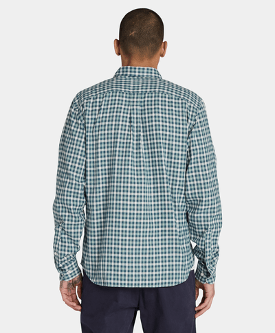 Camisa Gingham Slim Fit Para Hombre, Azul