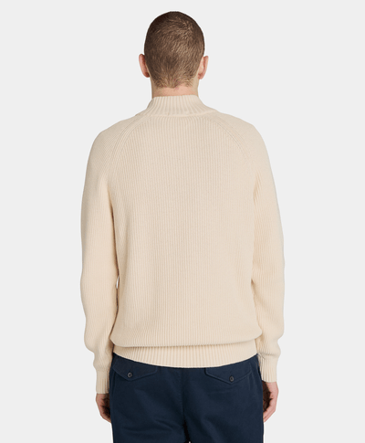 Suéter Texturizado Wr Regular Fit Con Cierre De 1/4 Para Hombre, Beige