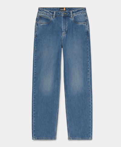 Pantalón Denim Straight Fit Para Mujer, Azul