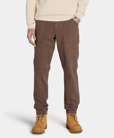 Pantalón Relaxed Tapered Fit De Canvas Para Hombre, Café
