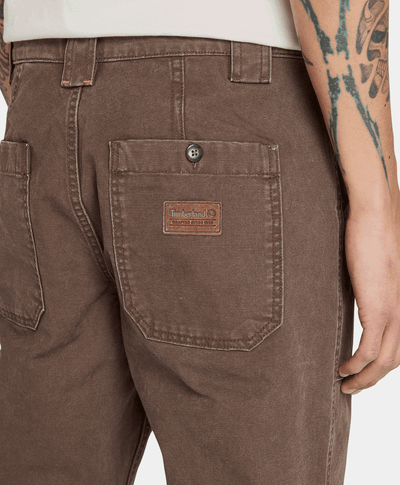 Pantalón Relaxed Tapered Fit De Canvas Para Hombre, Café