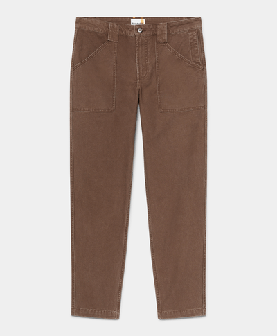Pantalón Relaxed Tapered Fit De Canvas Para Hombre, Café
