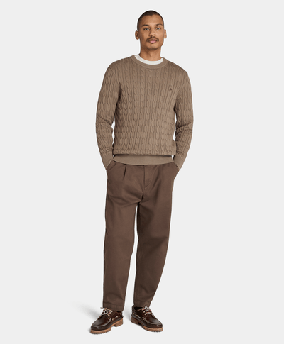 Suéter De Algodón Regular Fit Para Hombre, Café
