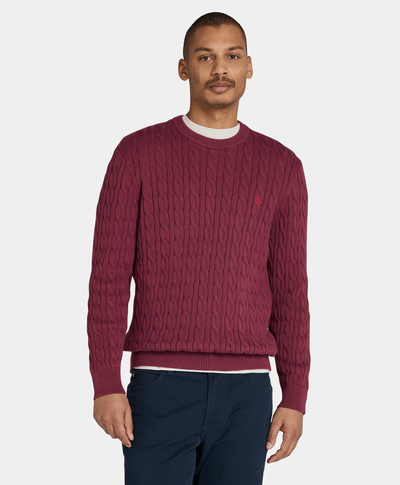 Suéter De Algodón Regular Fit Para Hombre, Vino