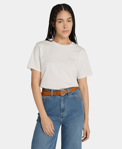 Playera Con Logo Bordado Regular Fit Para Mujer, Blanco