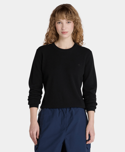Suéter De Lana Merino Regular Fit Para Mujer, Negro