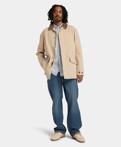 Camisa de popelina de manga larga para Hombre, Azul