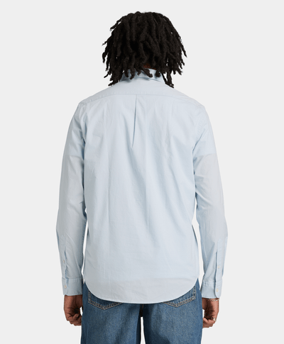 Camisa de popelina de manga larga para Hombre, Azul