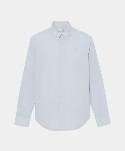 Camisa de popelina de manga larga para Hombre, Azul