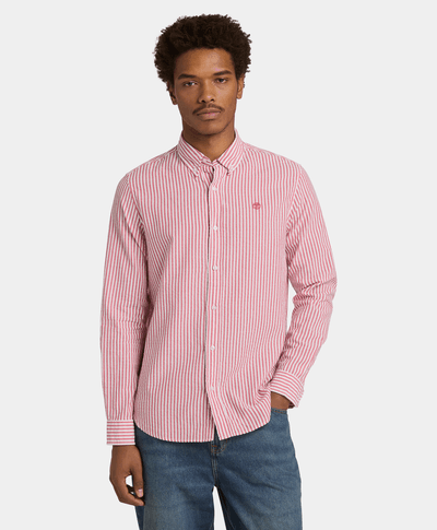 Camisa de manga larga a rayas para Hombre, Rojo