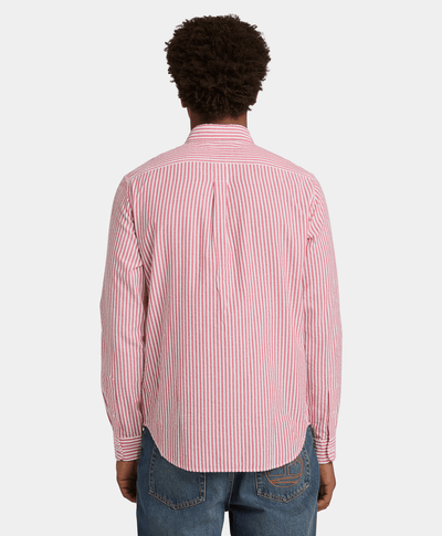 Camisa de manga larga a rayas para Hombre, Rojo
