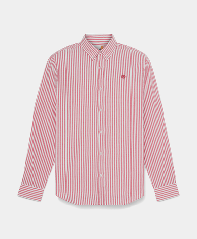 Camisa de manga larga a rayas para Hombre, Rojo
