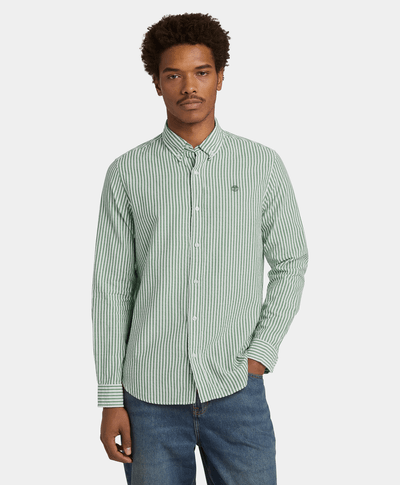 Camisa de manga larga a rayas para Hombre, Verde
