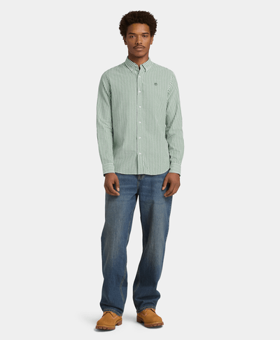 Camisa de manga larga a rayas para Hombre, Verde