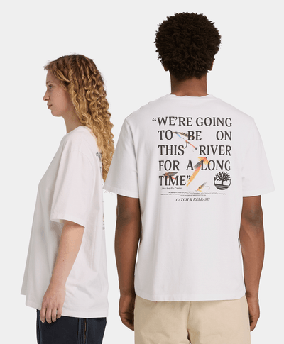 Playera con estampado de algodón para Hombre, Blanco