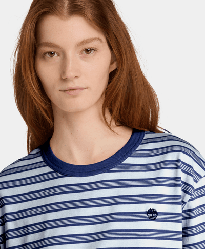 Playera de manga corta a rayas para Mujer, Azul