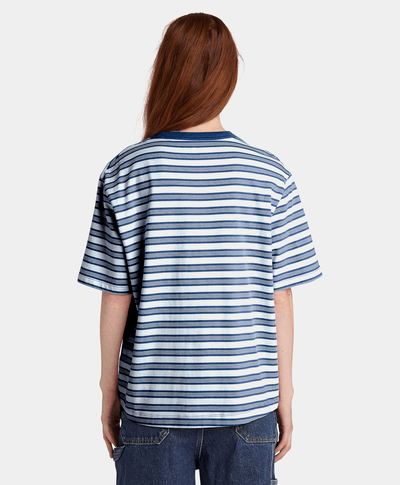 Playera de manga corta a rayas para Mujer, Azul