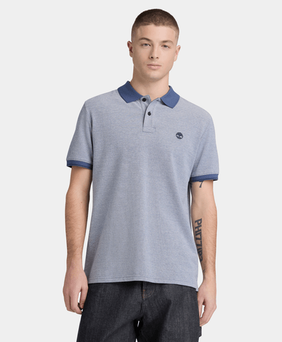 Polo de manga corta de algodón Oyster River para Hombre, Azul