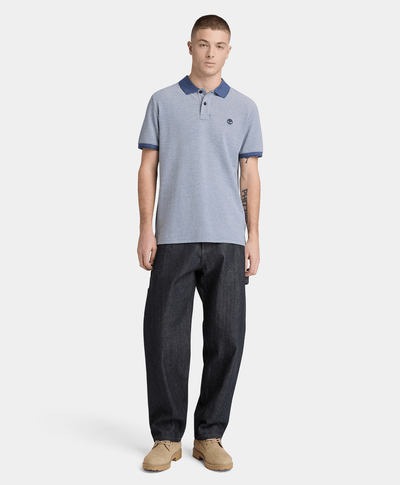 Polo de manga corta de algodón Oyster River para Hombre, Azul