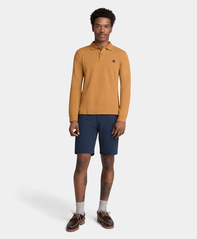 Polo Oyster River de manga larga para Hombre ajuste entallado, Amarillo