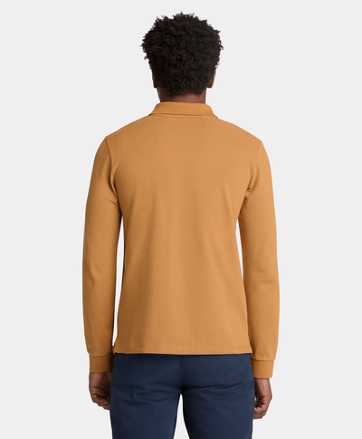 Polo Oyster River de manga larga para Hombre ajuste entallado, Amarillo