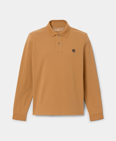 Polo Oyster River de manga larga para Hombre ajuste entallado, Amarillo