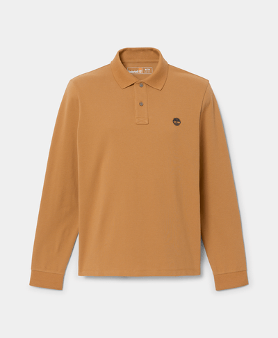 Polo Oyster River de manga larga para Hombre ajuste entallado, Amarillo