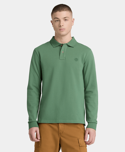 Polo Oyster River de manga larga para Hombre ajuste entallado, Verde