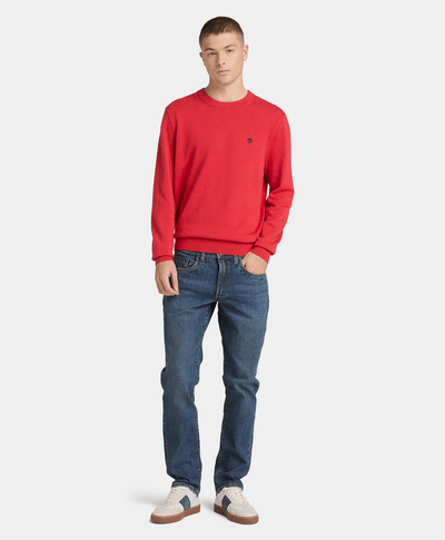 Suéter con cuello redondo de algodón Johns River para Hombre, Rojo