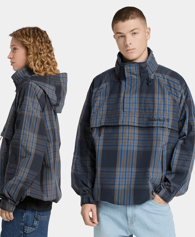 Anorak a cuadros con repelente al agua duradero, Azul