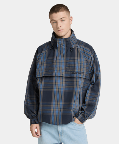 Anorak a cuadros con repelente al agua duradero, Azul