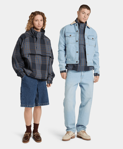 Anorak a cuadros con repelente al agua duradero, Azul