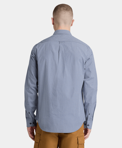 Camisa de popelín a cuadros micro para Hombre, Azul