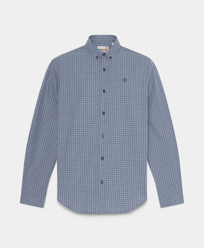 Camisa de popelín a cuadros micro para Hombre, Azul