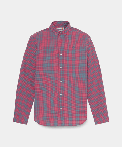 Camisa de popelín a cuadros micro para Hombre, Rojo