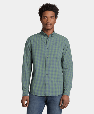 Camisa de popelín a cuadros micro para Hombre, Verde