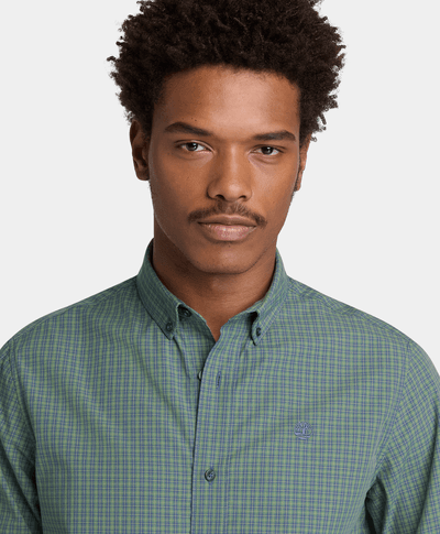 Camisa de popelín a cuadros micro para Hombre, Verde