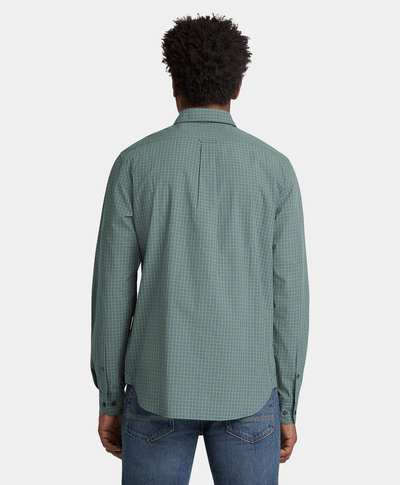 Camisa de popelín a cuadros micro para Hombre, Verde