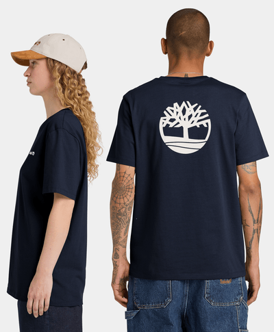 Camiseta con Logo Delantero y Trasero, Azul