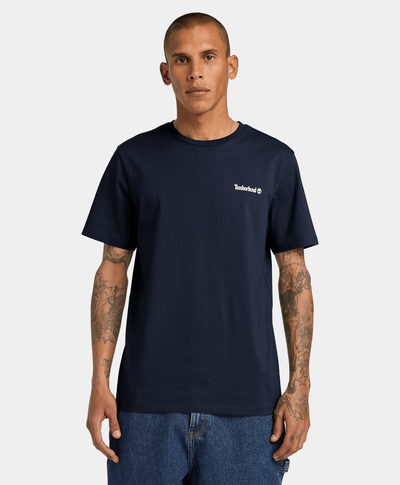 Camiseta con Logo Delantero y Trasero, Azul