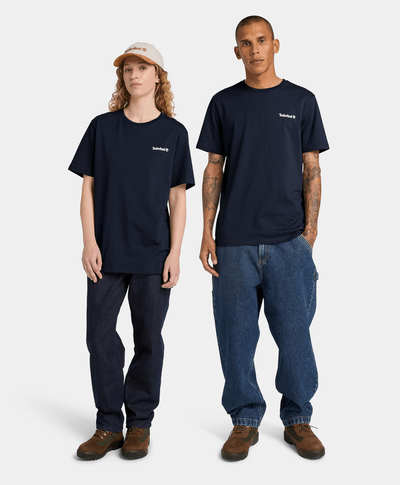 Camiseta con Logo Delantero y Trasero, Azul