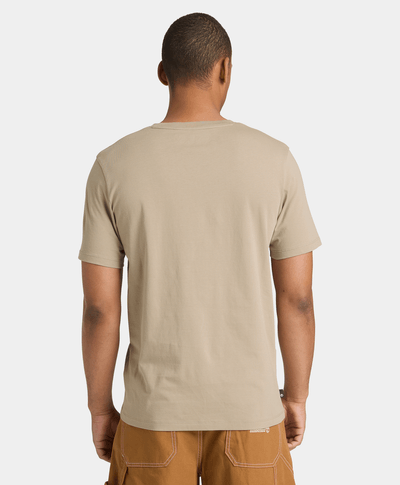Camiseta de Manga Corta con Estampado de Montaña para Hombre, Beige