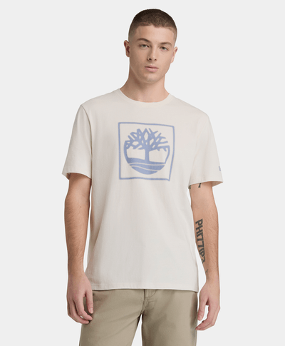 Camiseta de Manga Corta con Square para Hombre, Beige