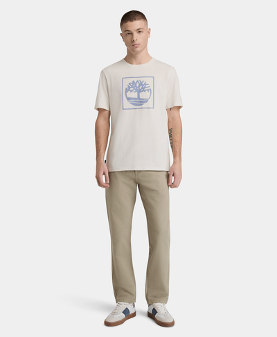 Camiseta de Manga Corta con Square para Hombre, Beige